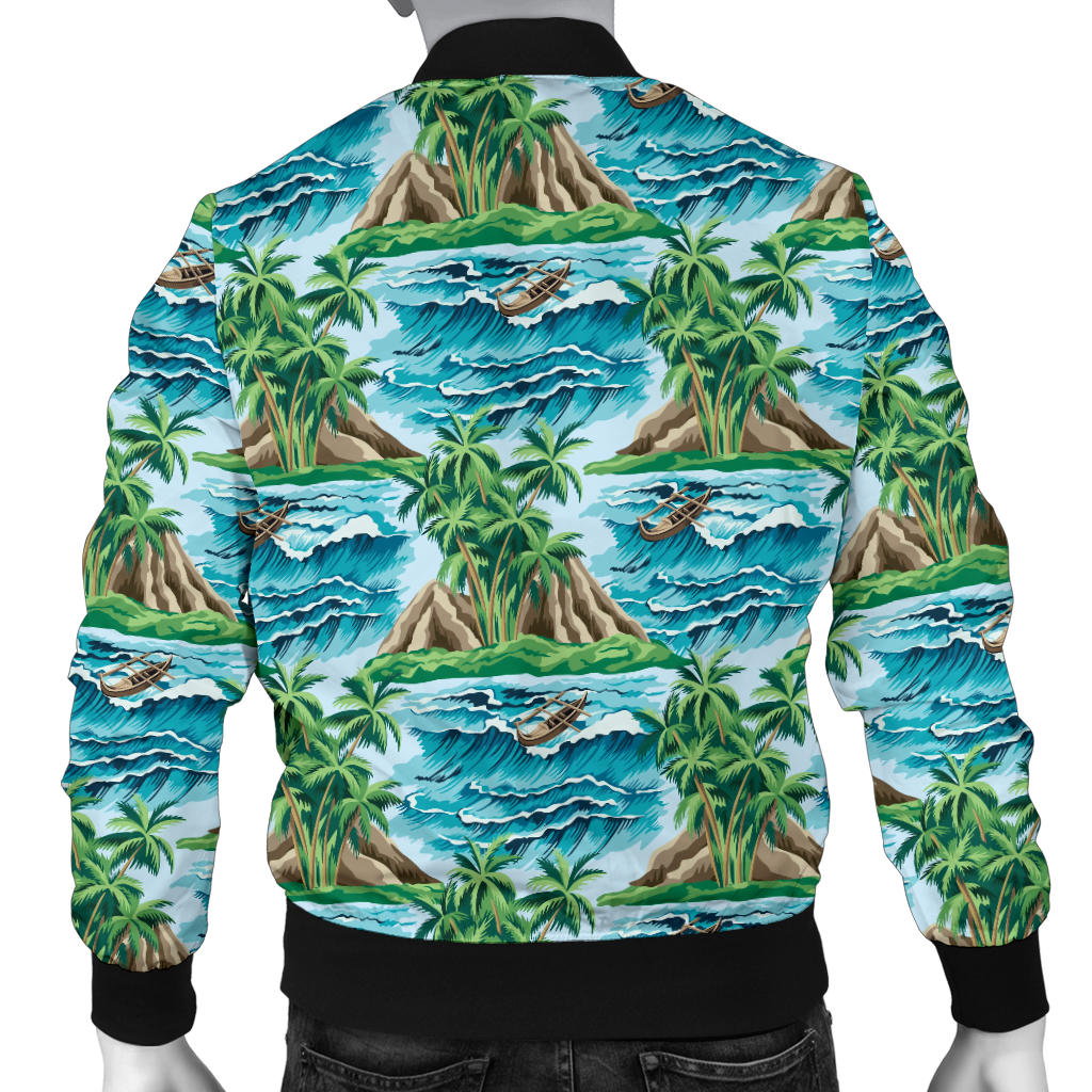 Palm Tree Hawaiian Themed Design Print Men Bomber Jacket