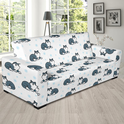 Alaskan Malamute Pattern Print Design 03 Sofa Slipcover