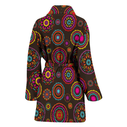 Bohemian Pattern Print Design 01 Women Bathrobe