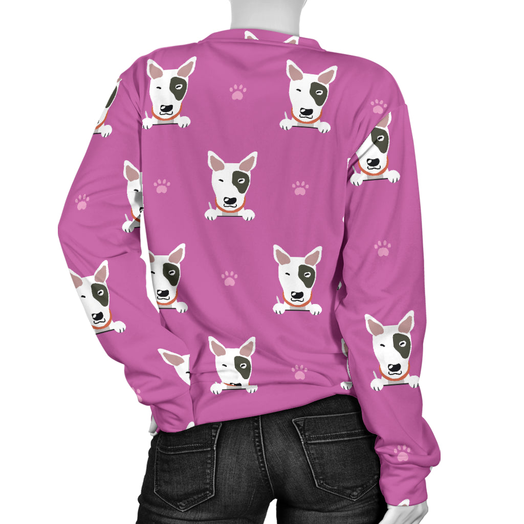 Bull Terrier Happy Print Pattern Women Long Sleeve Sweatshirt