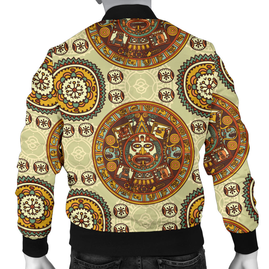 Calendar Aztec Themed Print Pattern Men Bomber Jacket
