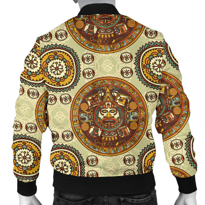 Calendar Aztec Themed Print Pattern Men Bomber Jacket
