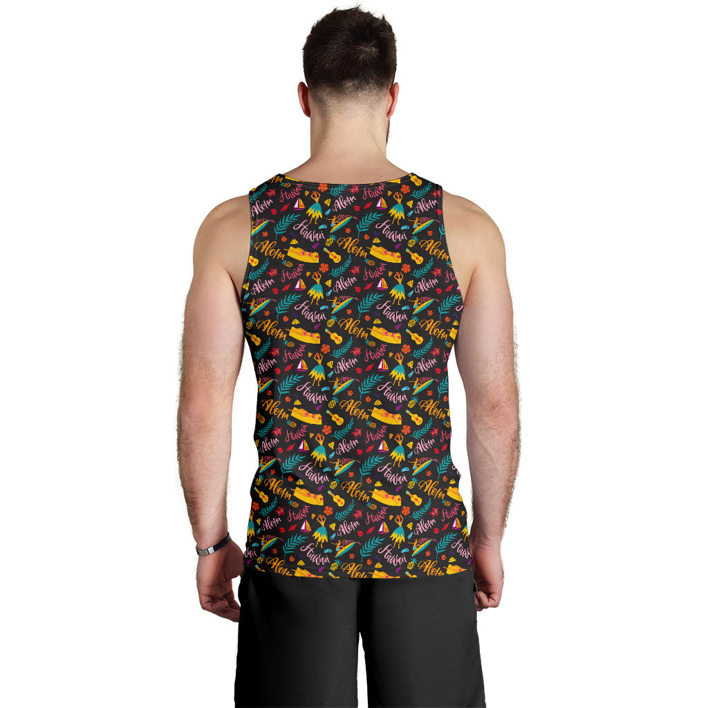 Aloha Hawaii Summer Design Themed Print Men Tank Top