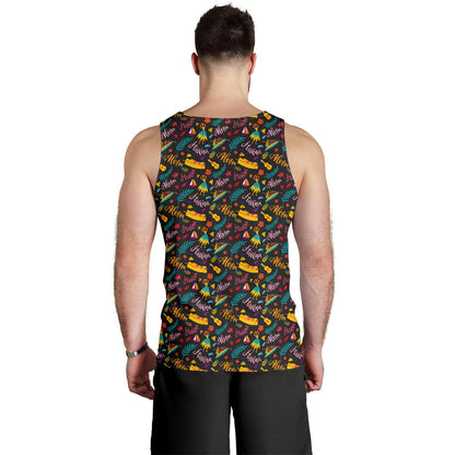 Aloha Hawaii Summer Design Themed Print Men Tank Top
