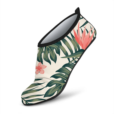 Tropical Flower Palm Leaves Aqua Water Shoes