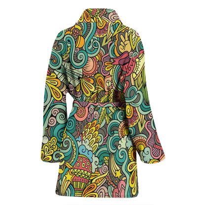 Hippie Print Design LKS302 Women Bathrobe