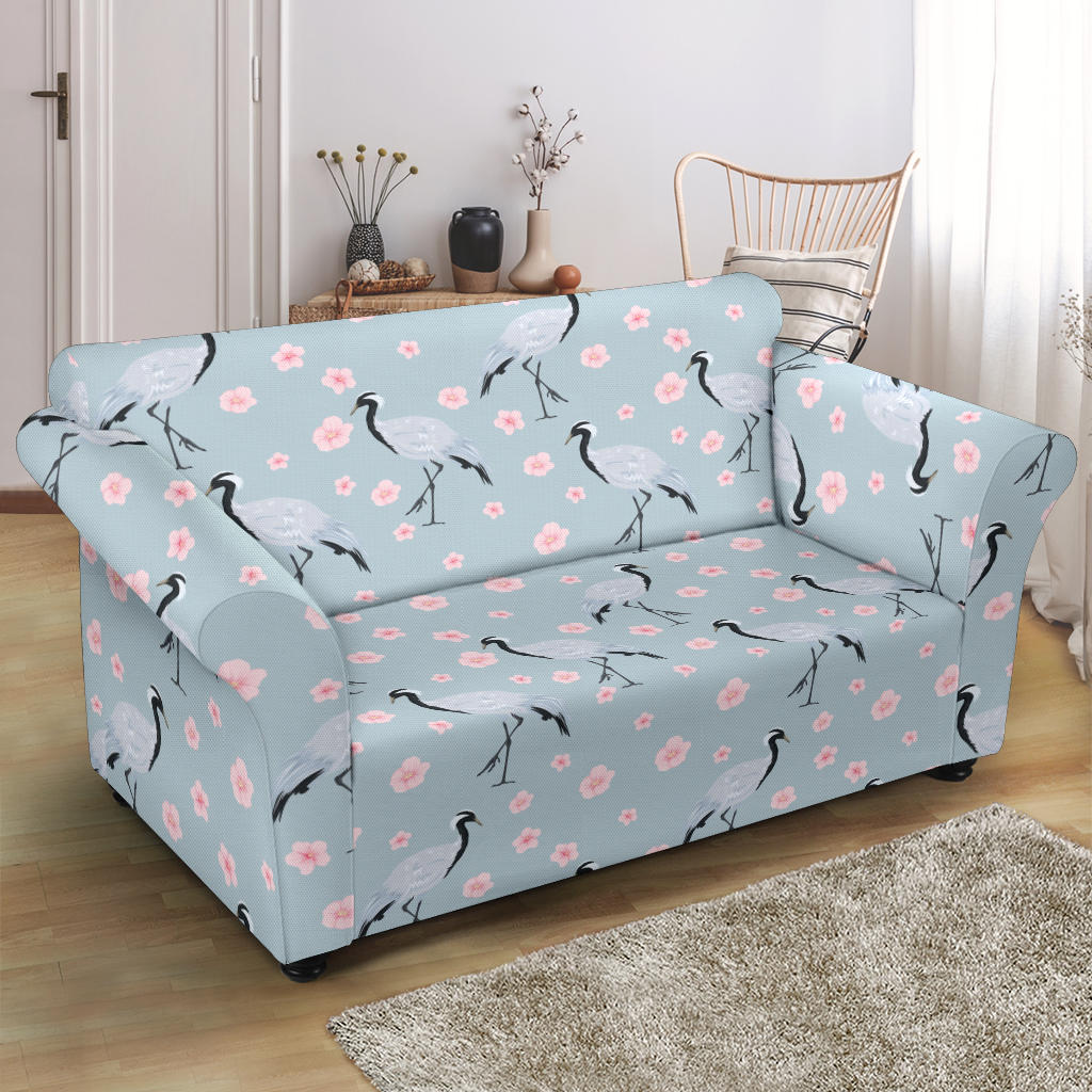 Sakura Bird Print Design LKS304 Loveseat Couch Slipcover