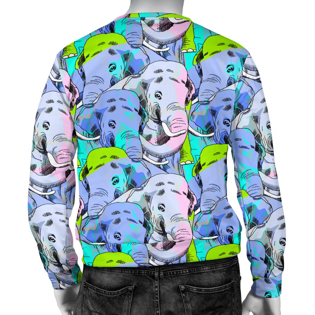 Elephant Art color Print Pattern Men Long Sleeve Sweatshirt