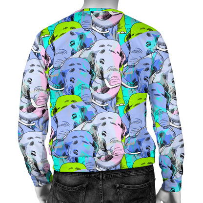 Elephant Art color Print Pattern Men Long Sleeve Sweatshirt