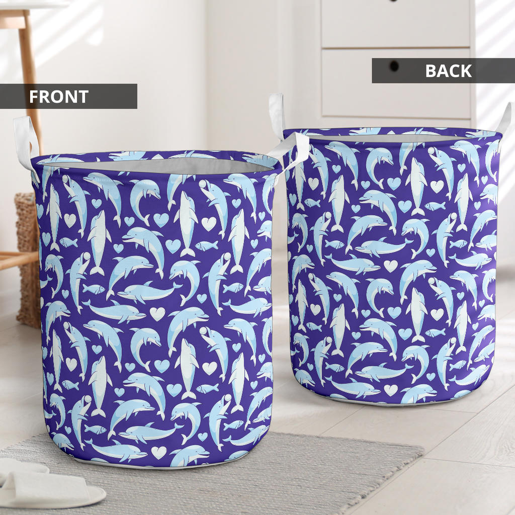 Dolphin Smile Print Pattern Laundry Basket