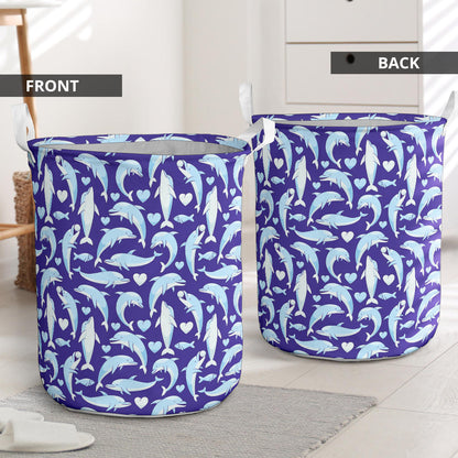 Dolphin Smile Print Pattern Laundry Basket
