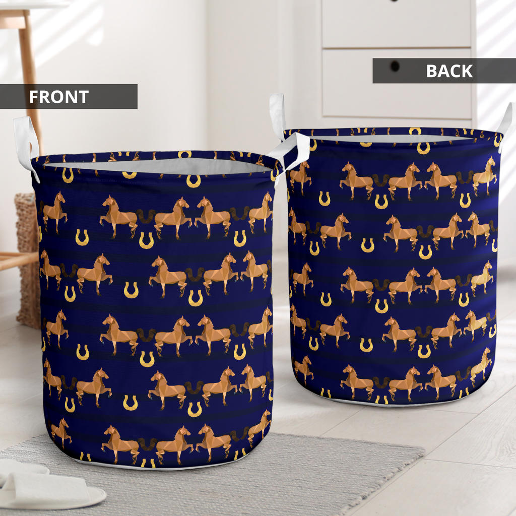 Horse Luxury Themed Pattern Print Laundry Basket