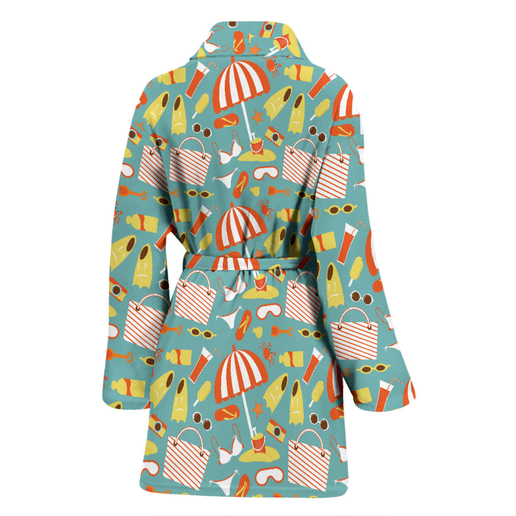 Beach Scene Pattern Print Design 02 Women Bathrobe