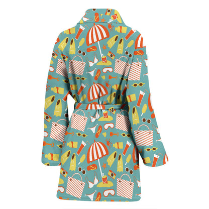 Beach Scene Pattern Print Design 02 Women Bathrobe