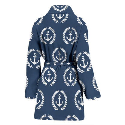 Anchor Pattern Print Design 04 Women Bathrobe
