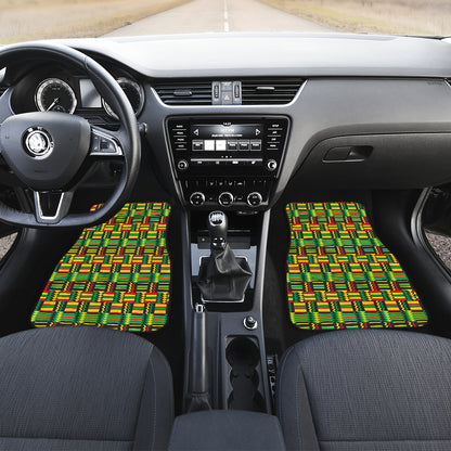 African Zip Zag Print Pattern Car Floor Mats Front Back