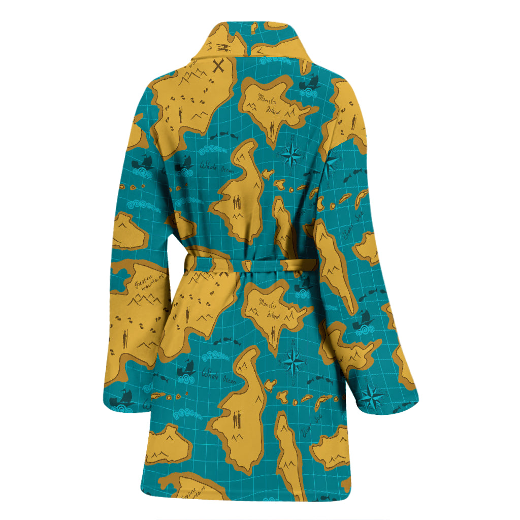 World Map Print Design LKS301 Women Bathrobe