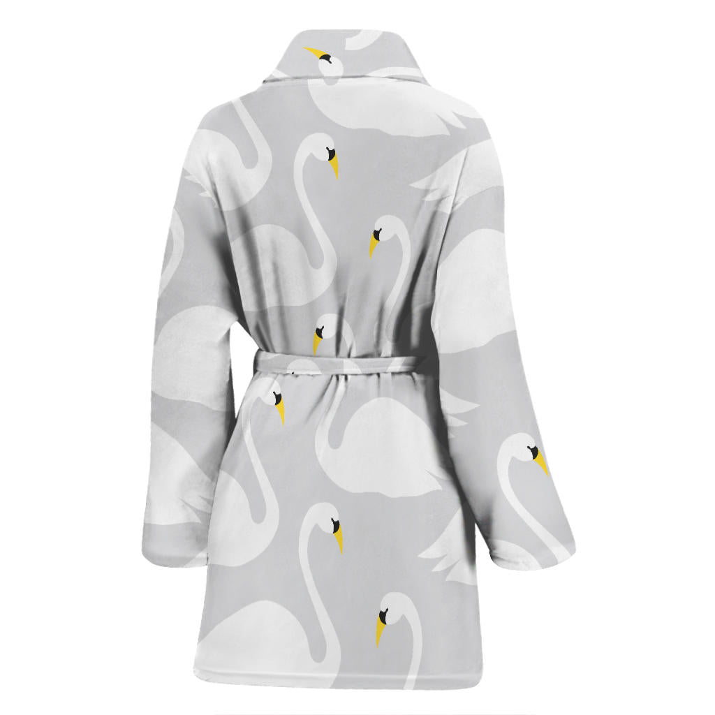 Swan Pattern Print Design 02 Women Bathrobe