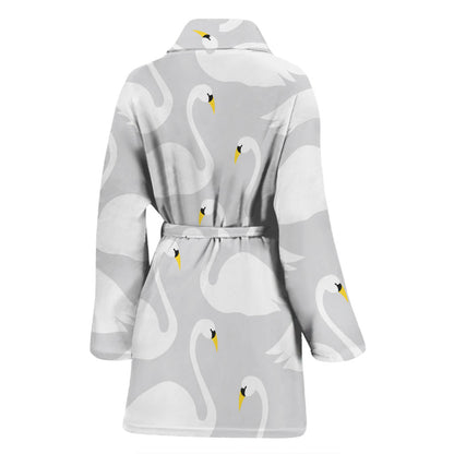 Swan Pattern Print Design 02 Women Bathrobe