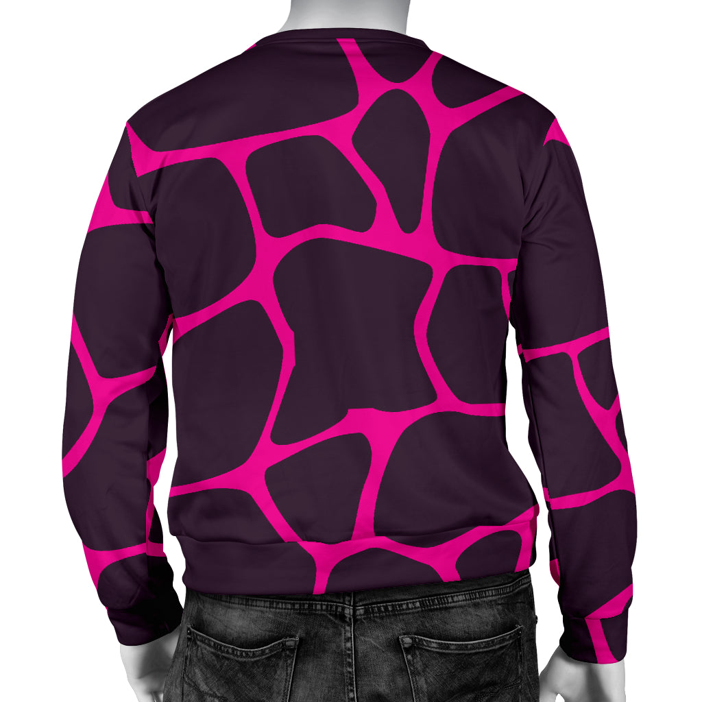 Giraffe Pink Background Texture Print Men Long Sleeve Sweatshirt