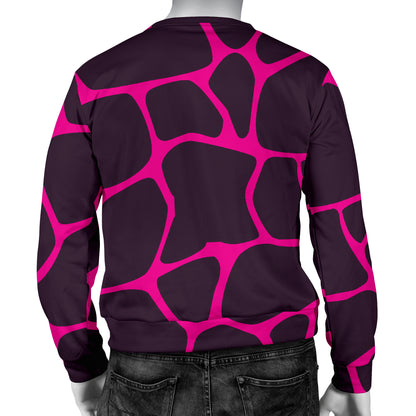 Giraffe Pink Background Texture Print Men Long Sleeve Sweatshirt