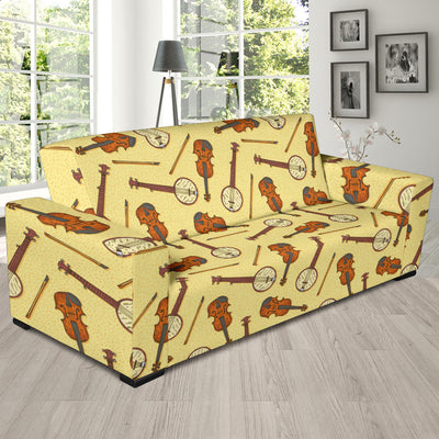 Banjo Violin Pattern Print Design 01 Sofa Slipcover