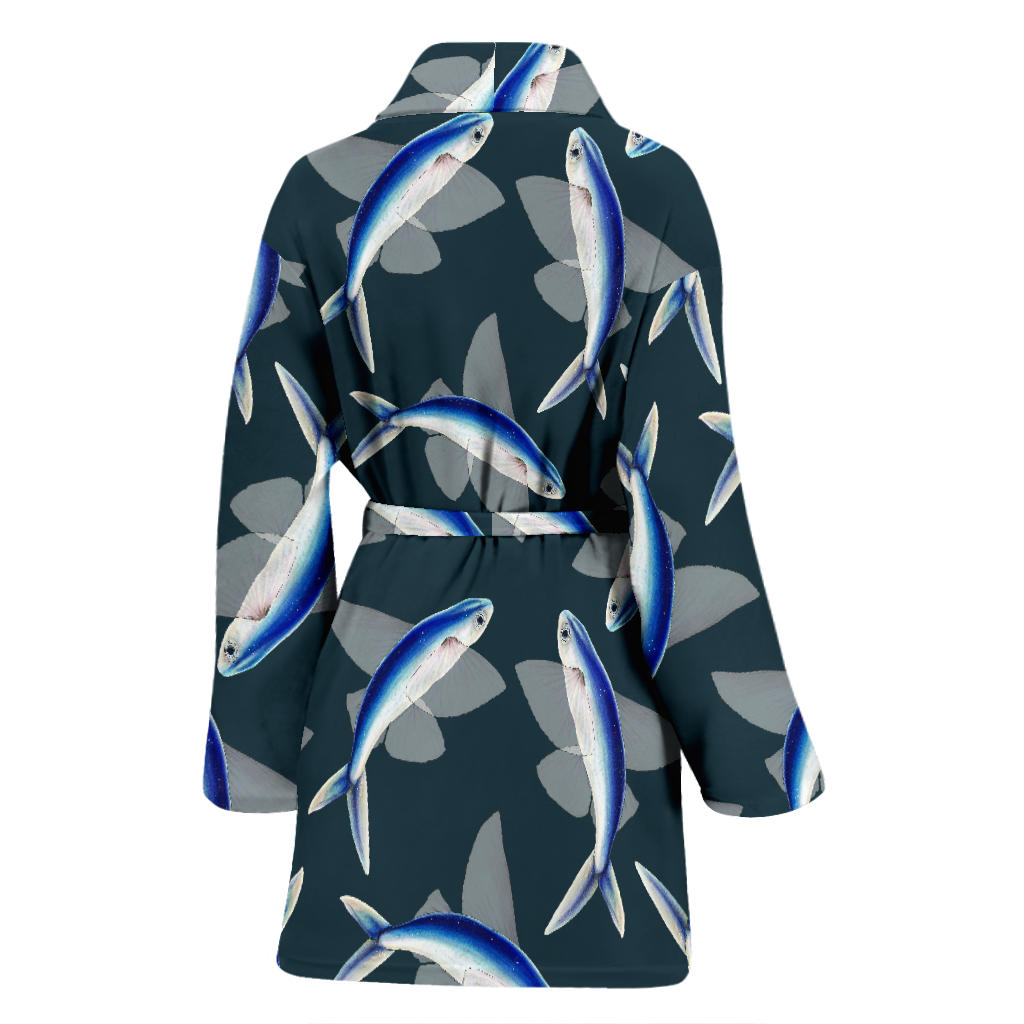 Flying Fish Pattern Print Design 04 Women Bathrobe