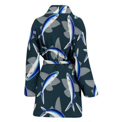 Flying Fish Pattern Print Design 04 Women Bathrobe