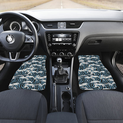 Surf Wave Pattern Print Car Floor Mats Front Back