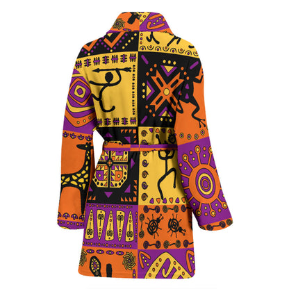 African Pattern Print Design 02 Women Bathrobe