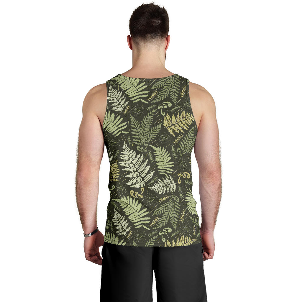 Fern Leave Green Print Pattern Men Tank Top