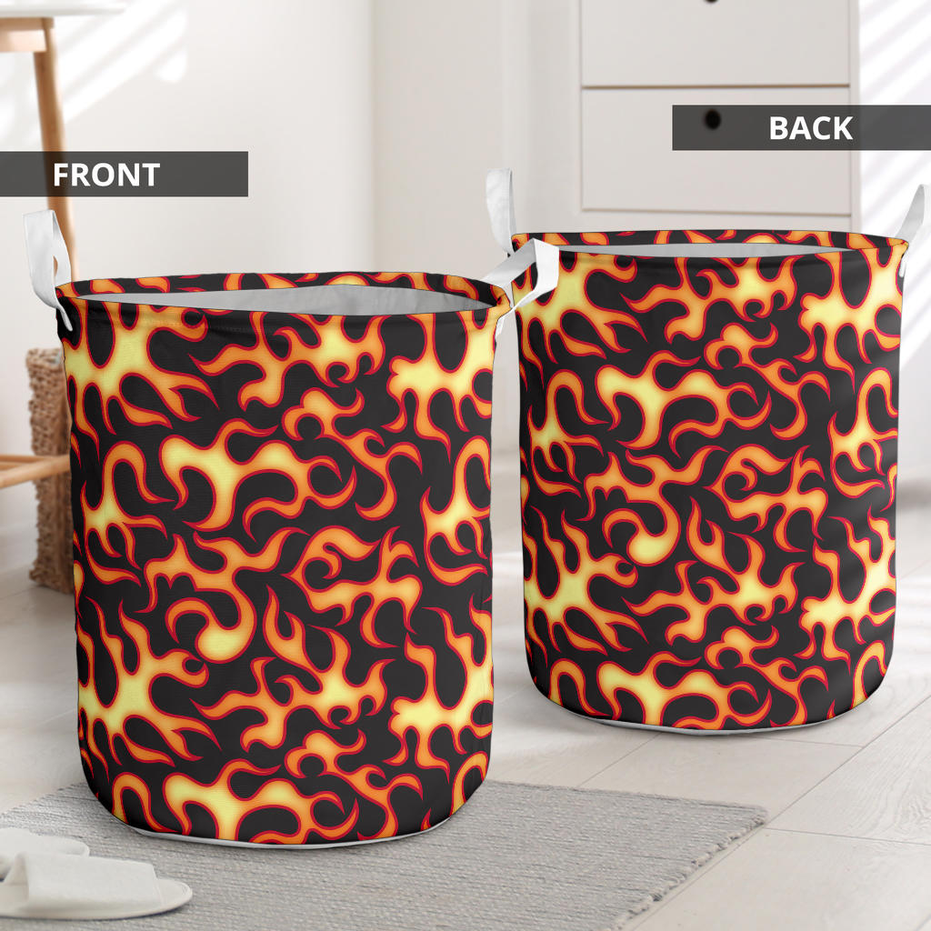 Flame Fire Themed Print Laundry Basket