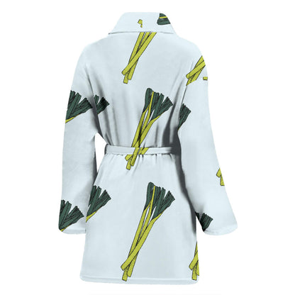 Leek Pattern Print Design 03 Women Bathrobe