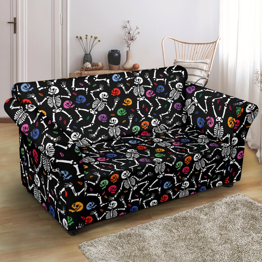Skeleton Print Design LKS307 Loveseat Couch Slipcover