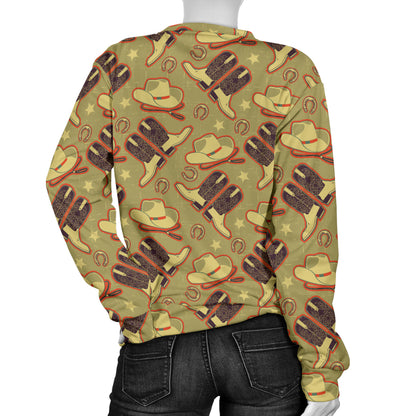 Western Cowboy Themed Women Long Sleeve Sweatshirt