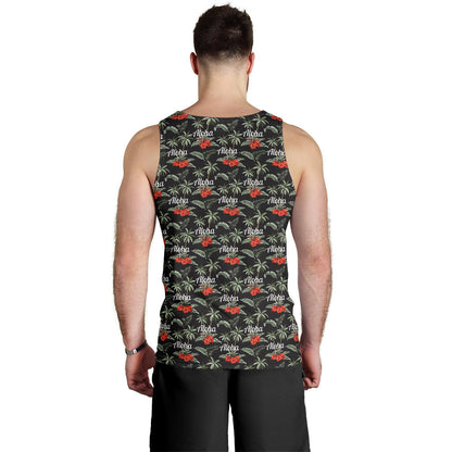 Aloha Palm Tree Design Themed Print Men Tank Top