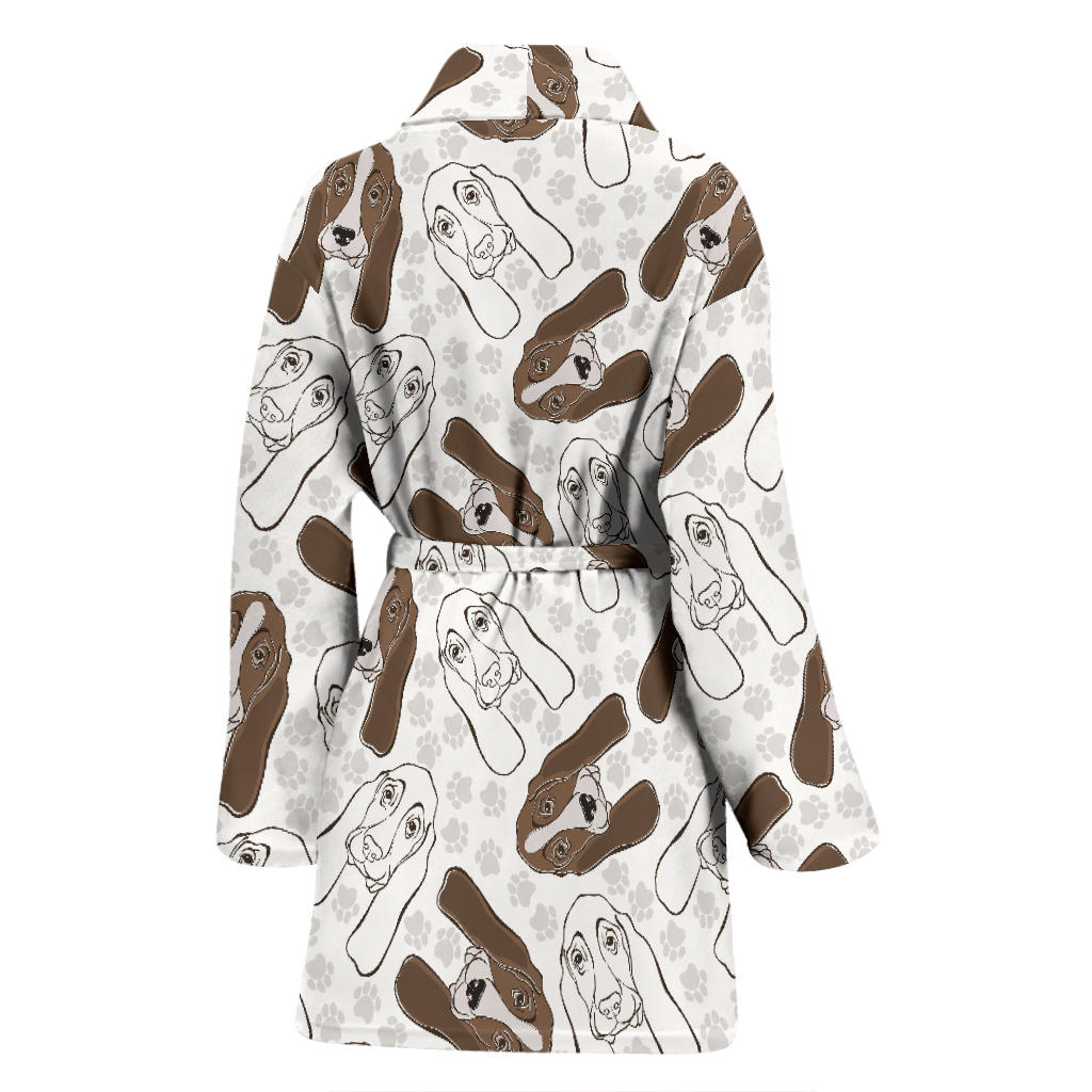 Basset Hound Pattern Print Design 01 Women Bathrobe