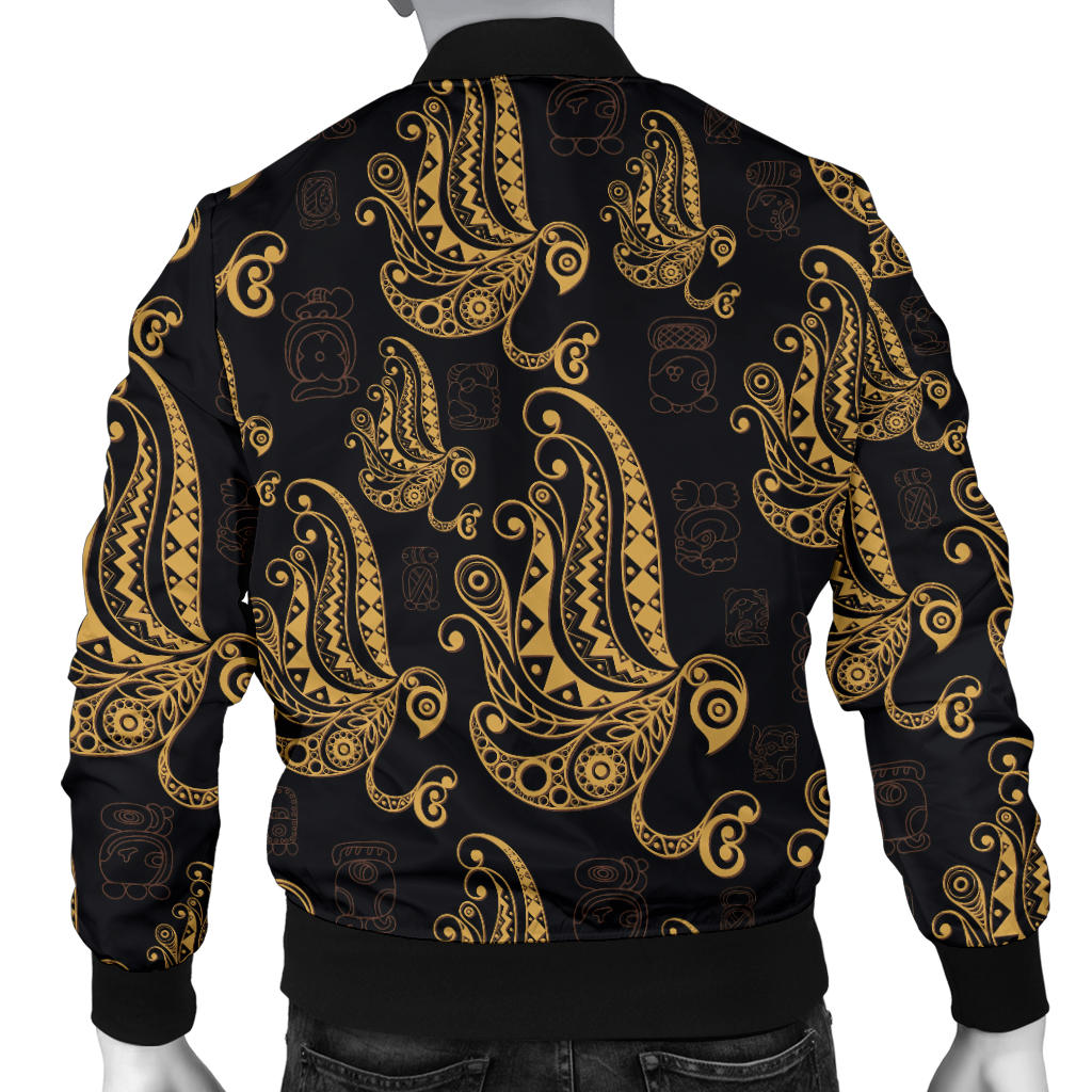 Owl Tribal Polynesian Design Print Men Bomber Jacket