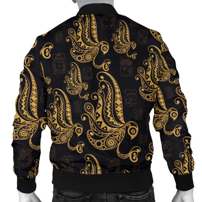 Owl Tribal Polynesian Design Print Men Bomber Jacket