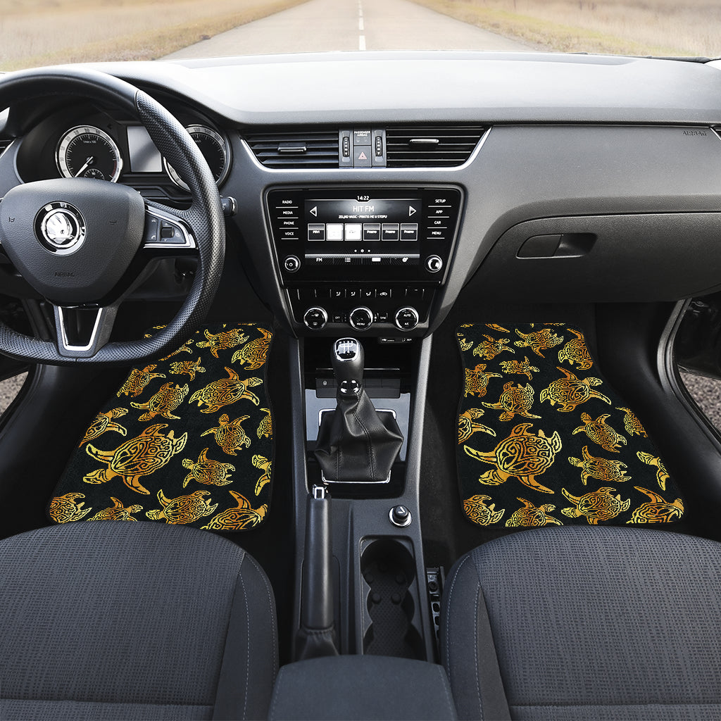 Gold Tribal Turtle Polynesian Themed Car Floor Mats Front Back