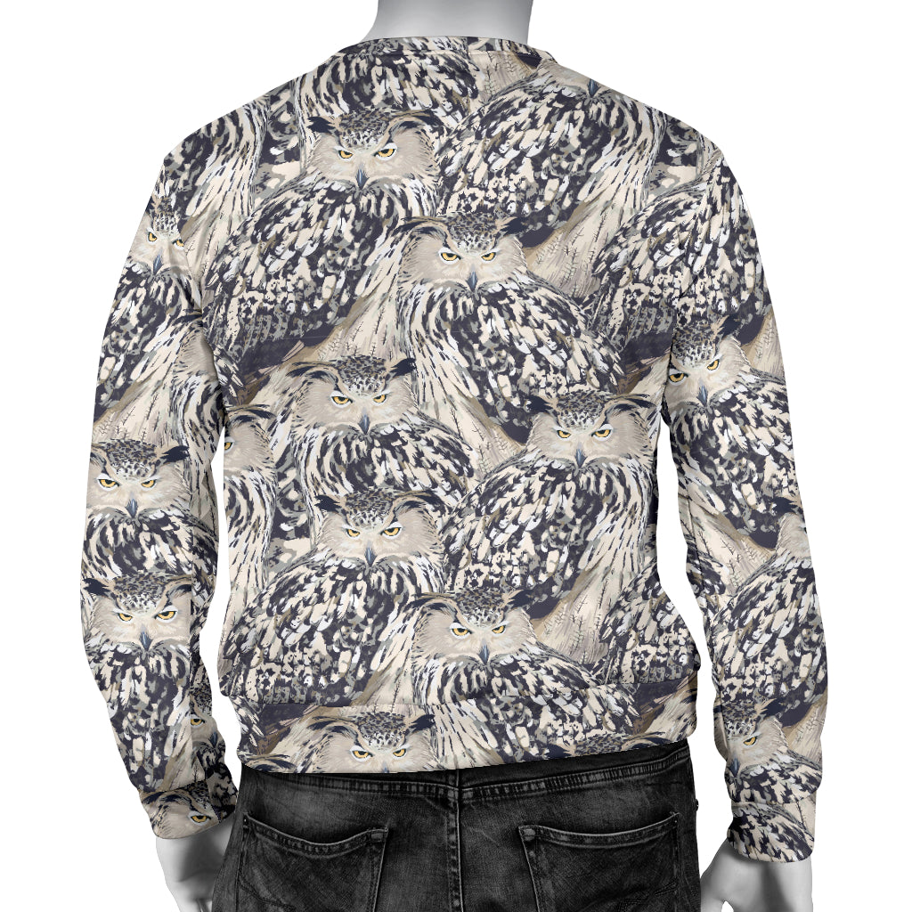 Owl Realistic Themed Design Print Men Long Sleeve Sweatshirt