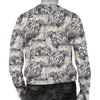 Owl Realistic Themed Design Print Men Long Sleeve Sweatshirt