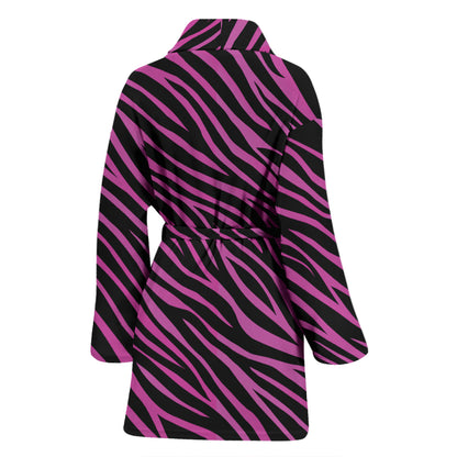 Zebra Pink Print Design LKS304 Women Bathrobe