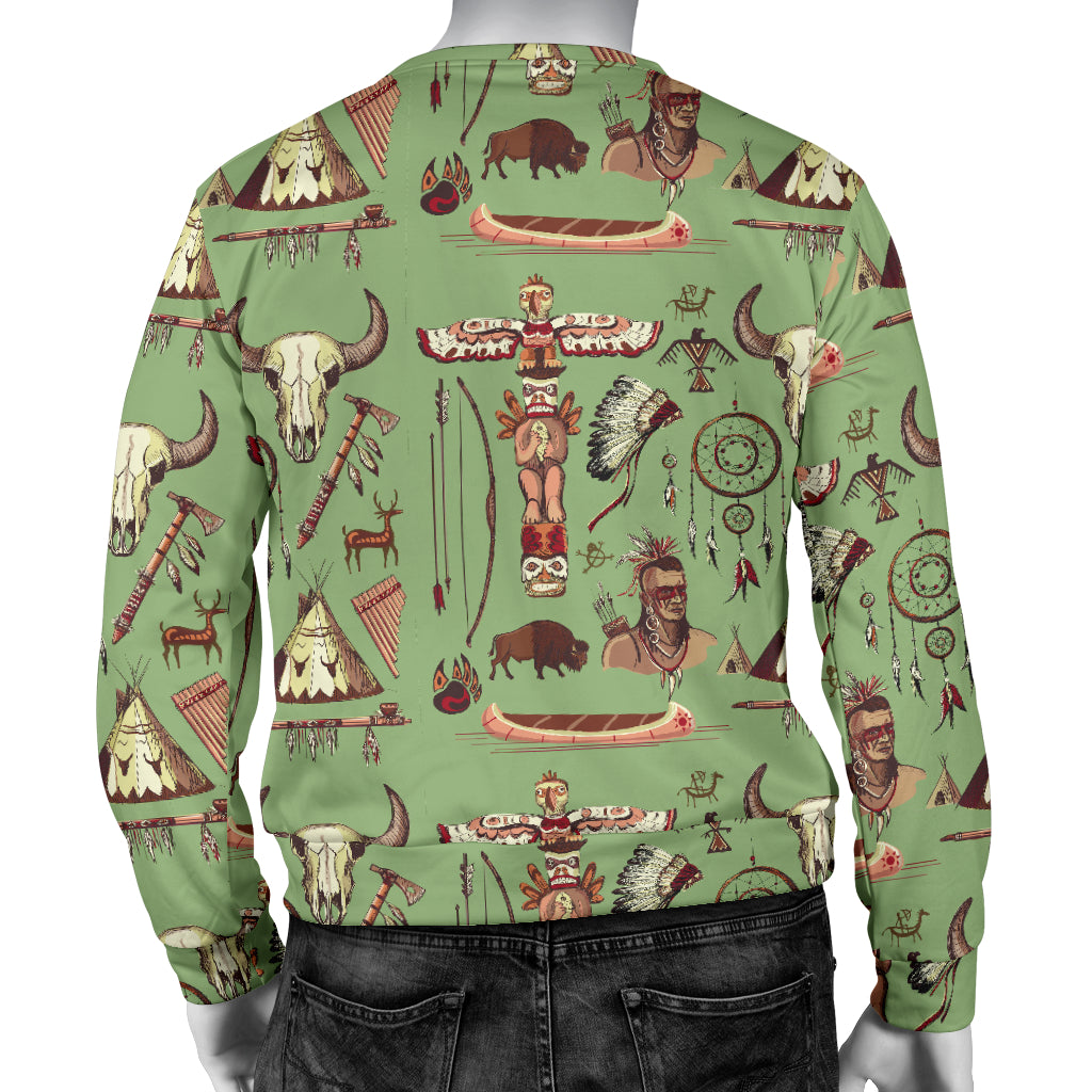 Native Indian Themed Design Print Men Long Sleeve Sweatshirt