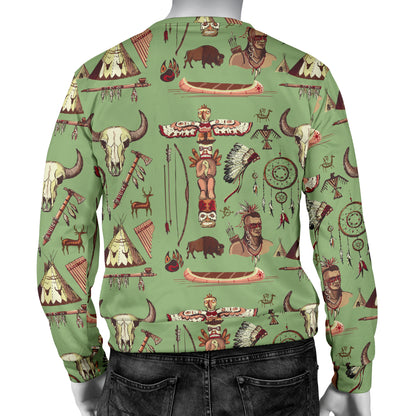 Native Indian Themed Design Print Men Long Sleeve Sweatshirt
