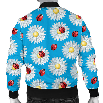 Ladybug with Daisy Themed Print Pattern Men Bomber Jacket