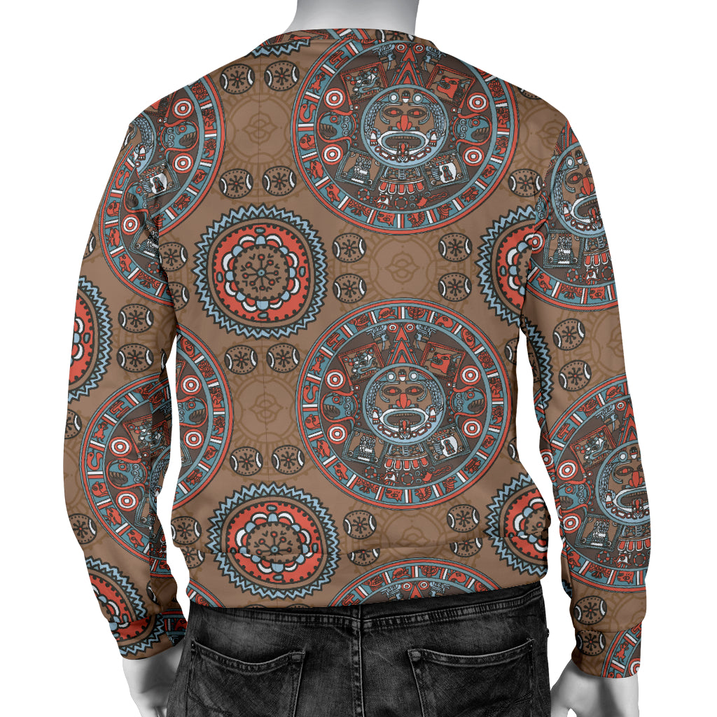 Calendar Aztec Design Print Pattern Men Long Sleeve Sweatshirt