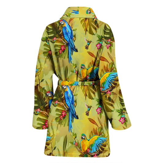 Parrot Pattern Print Design A02 Women Bathrobe