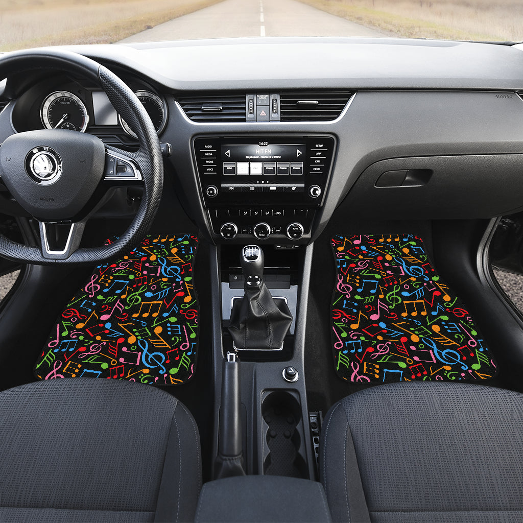 Music Note Colorful Themed Print Car Floor Mats Front Back