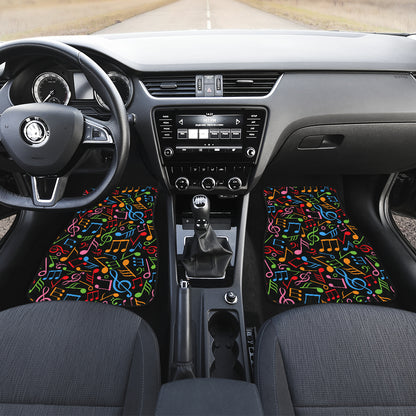 Music Note Colorful Themed Print Car Floor Mats Front Back